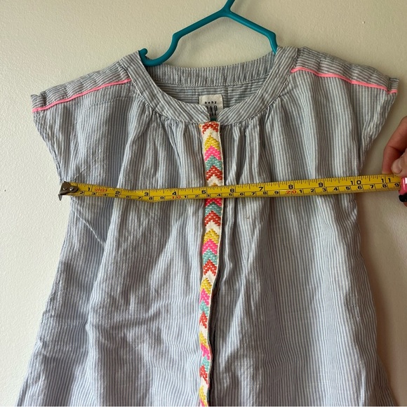 🌼 5/$25 Baby Gap Toddler Dress 2T Blue Stripe Boho Trim Cotton Summer Button - Picture 8 of 9